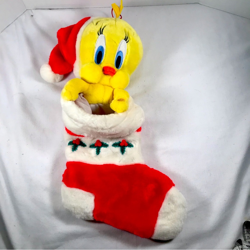 Vintage Animated Tweety Bird Christmas Hanging Stocking Looney Tunes Warner Bros